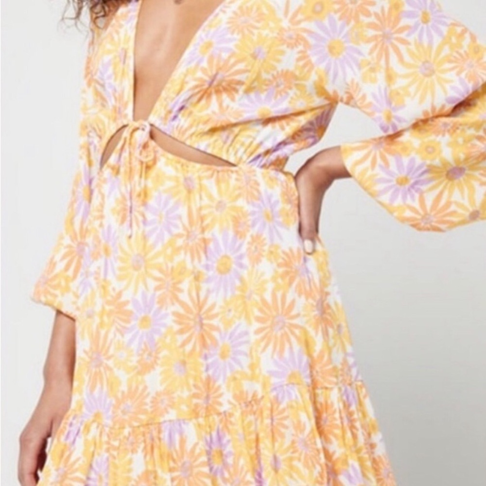 L*Space Floral Cut Out Yellow and Purple Dress Size L